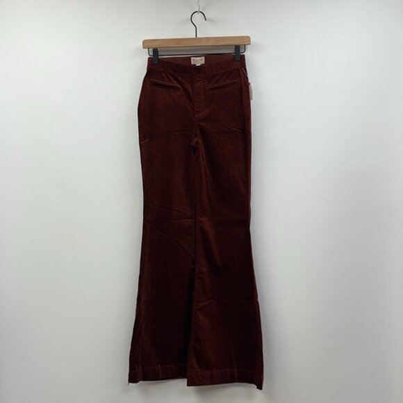 NWT Anthropologie Pilcro Corduroy Velvet Pull-On High Rise Wide Trouser Pant 25 - Picture 2 of 8